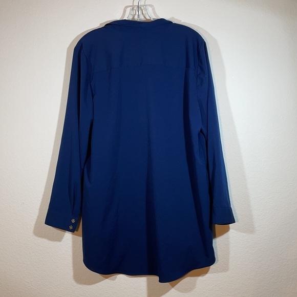 CHICO'S henley Navy Blue 3/4 button down Size Large 12 corpcore office business - Picture 2 of 8